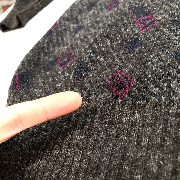 Ermenegildo Zegna Sweater Men's S Brown Geometric Wool Mohair Nylon V Neck HOLES - Picture 11 of 16